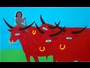 Four Red Bulls Print